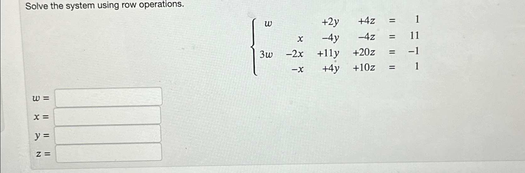 Solved Solve the system using row | Chegg.com