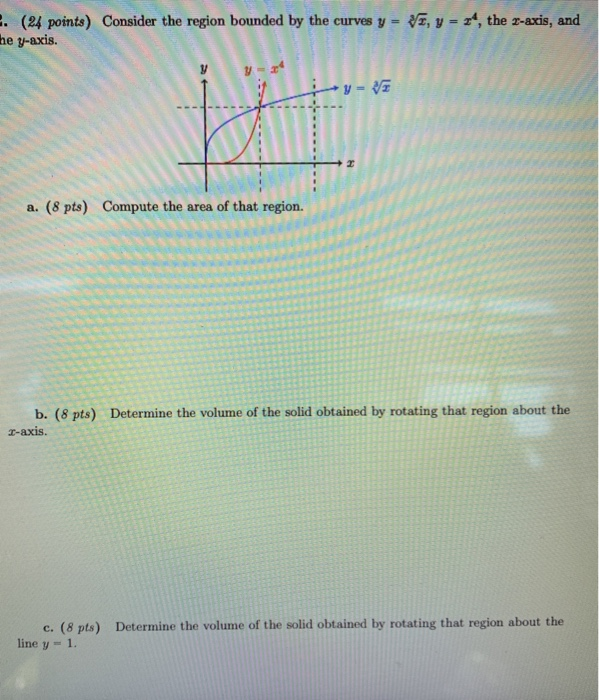 Solved . (24 points) Consider the region bounded by the | Chegg.com