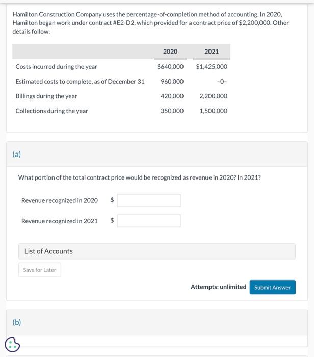 Solved Hamilton Construction Company uses the