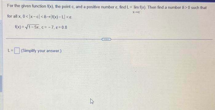 Solved For the given function f(x), the point c, and a | Chegg.com