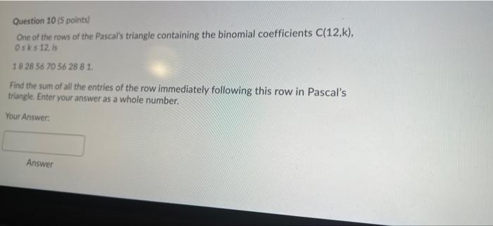 Solved Question 10 5 points One of the rows of the Chegg