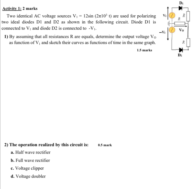 Activity 1 2 ﻿marksTwo identical AC voltage sources