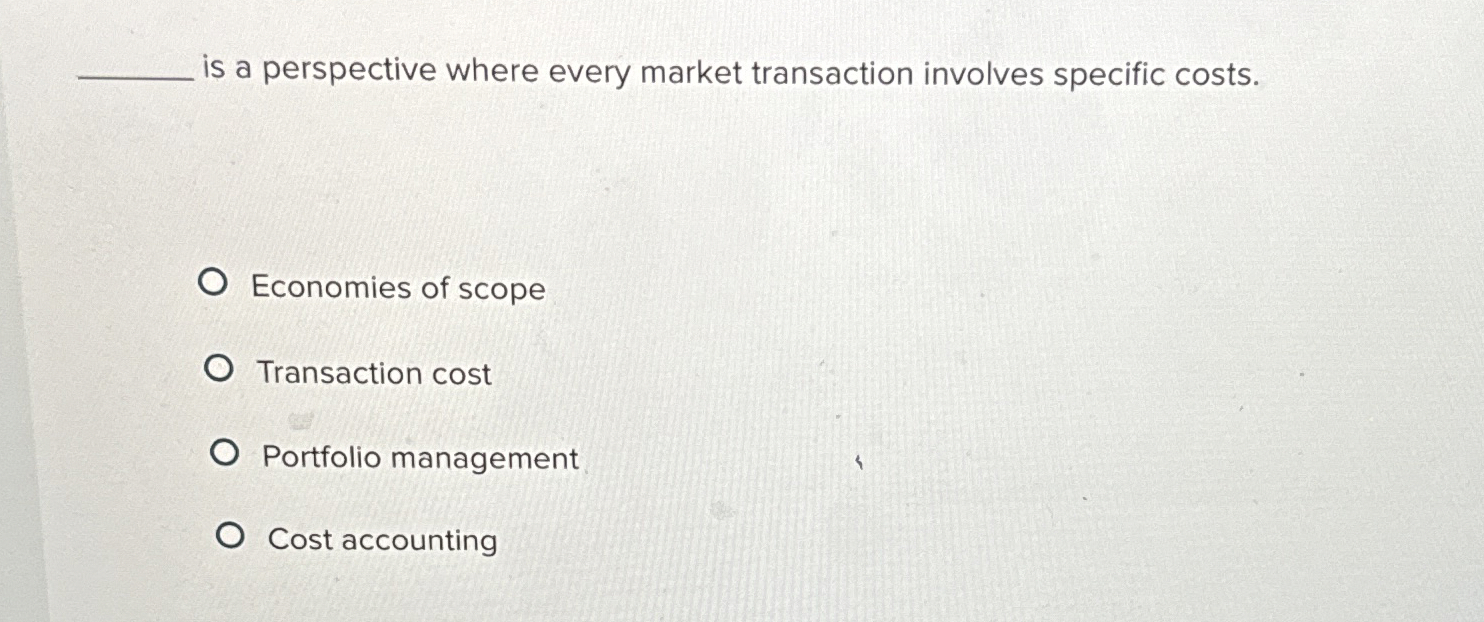 Solved is a perspective where every market transaction | Chegg.com