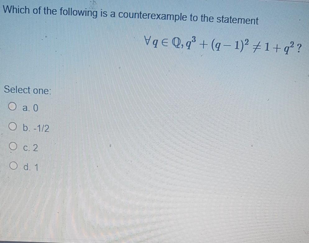 Solved Which Of The Following Is A Counterexample To The | Chegg.com