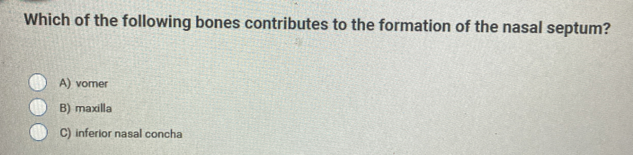 Solved Which of the following bones contributes to the