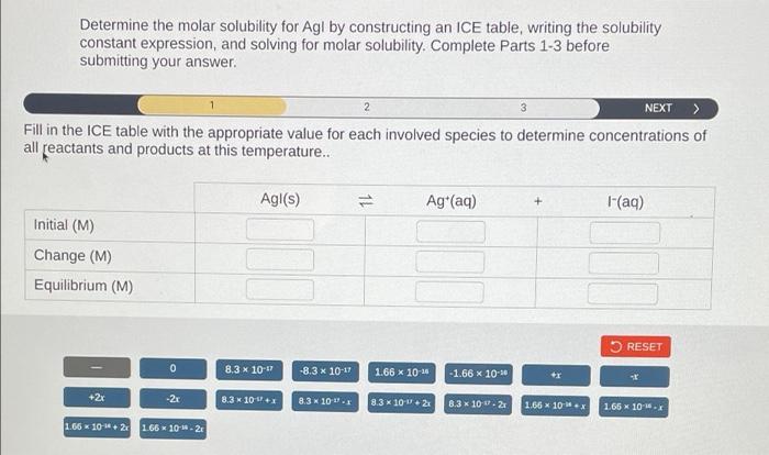 Solved Determine the molar solubility for Agl by Chegg