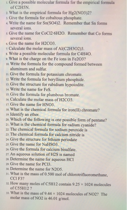 Solved 1 Give A Possible Molecular Formula For The Chegg Com