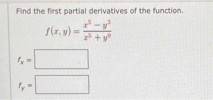 Solved Find the first partial derivatives of the function. - | Chegg.com