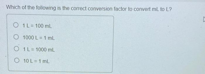 Solved Which Of The Following Is The Correct Conversion Chegg Com