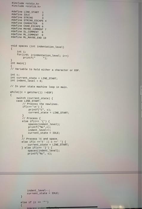 Solved Starting with the indentation program from last week, | Chegg.com