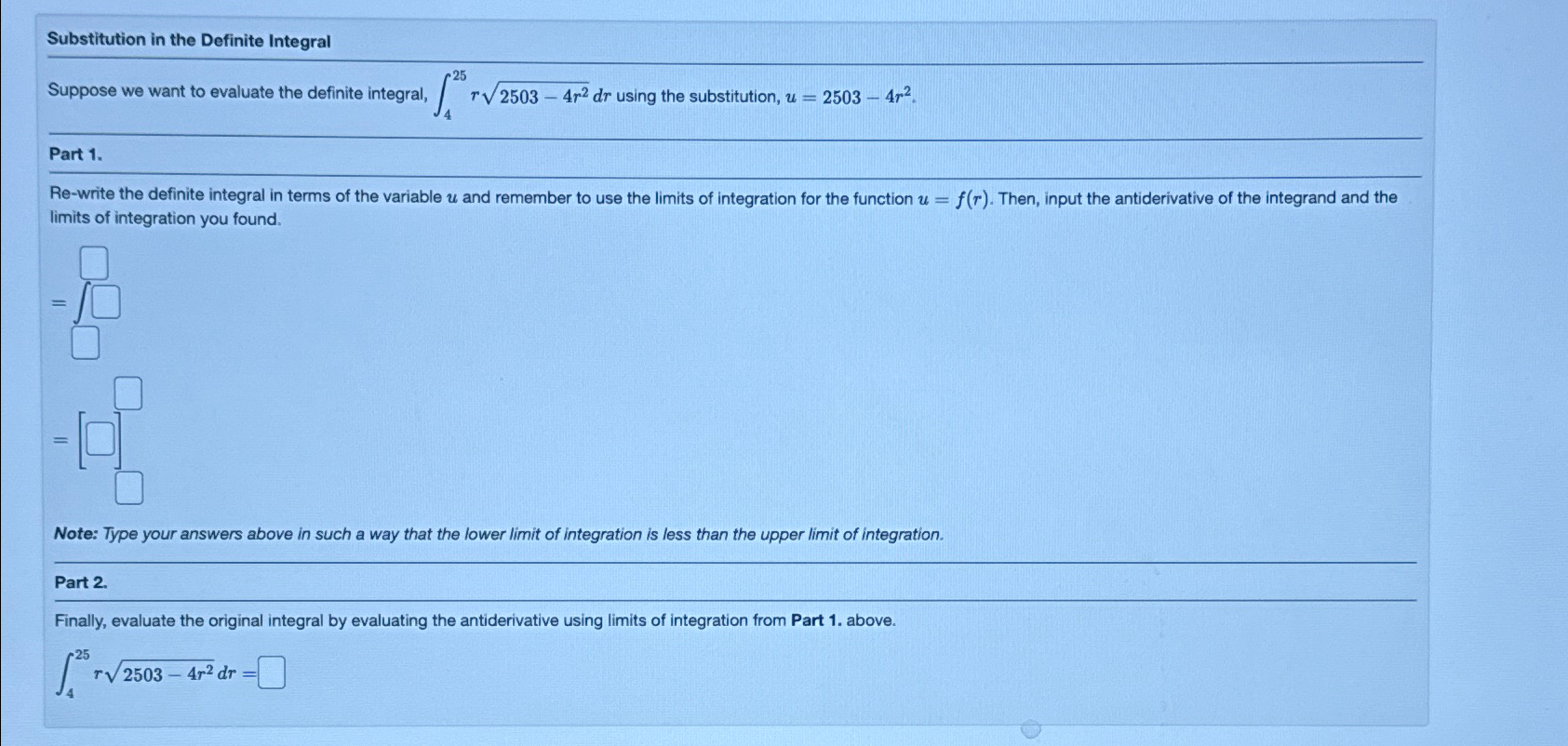 Solved Substitution In The Definite Integralsuppose We Want