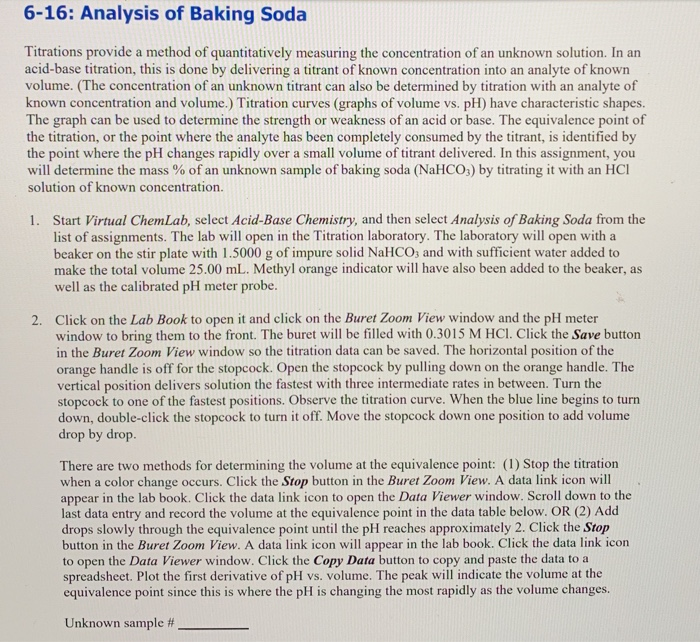 616 Analysis of Baking Soda Titrations provide a