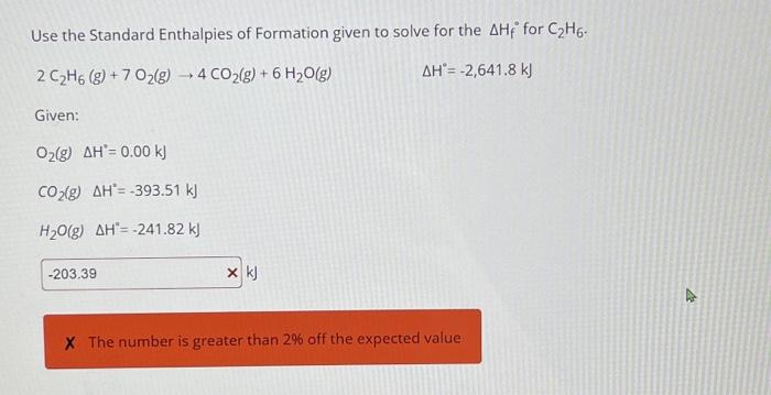 Solved Use the Standard Enthalpies of Formation given to | Chegg.com