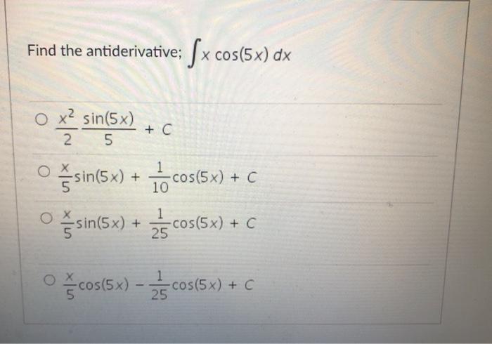 what is the antiderivative of cos x 2 5