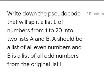 Solved Write down the pseudocode 10 points that will split a | Chegg.com