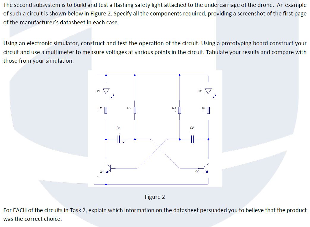 Solved The second subsystem is to build and test a flashing | Chegg.com