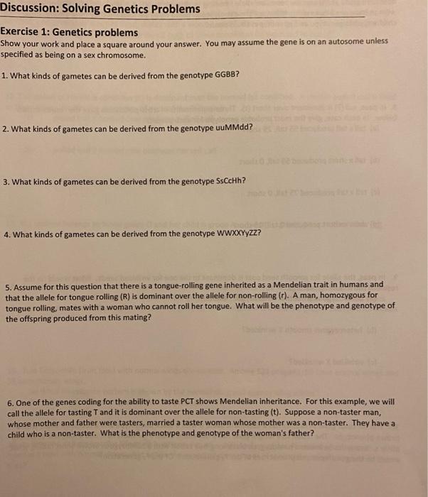 Solved Discussion: Solving Genetics Problems Exercise 1: | Chegg.com