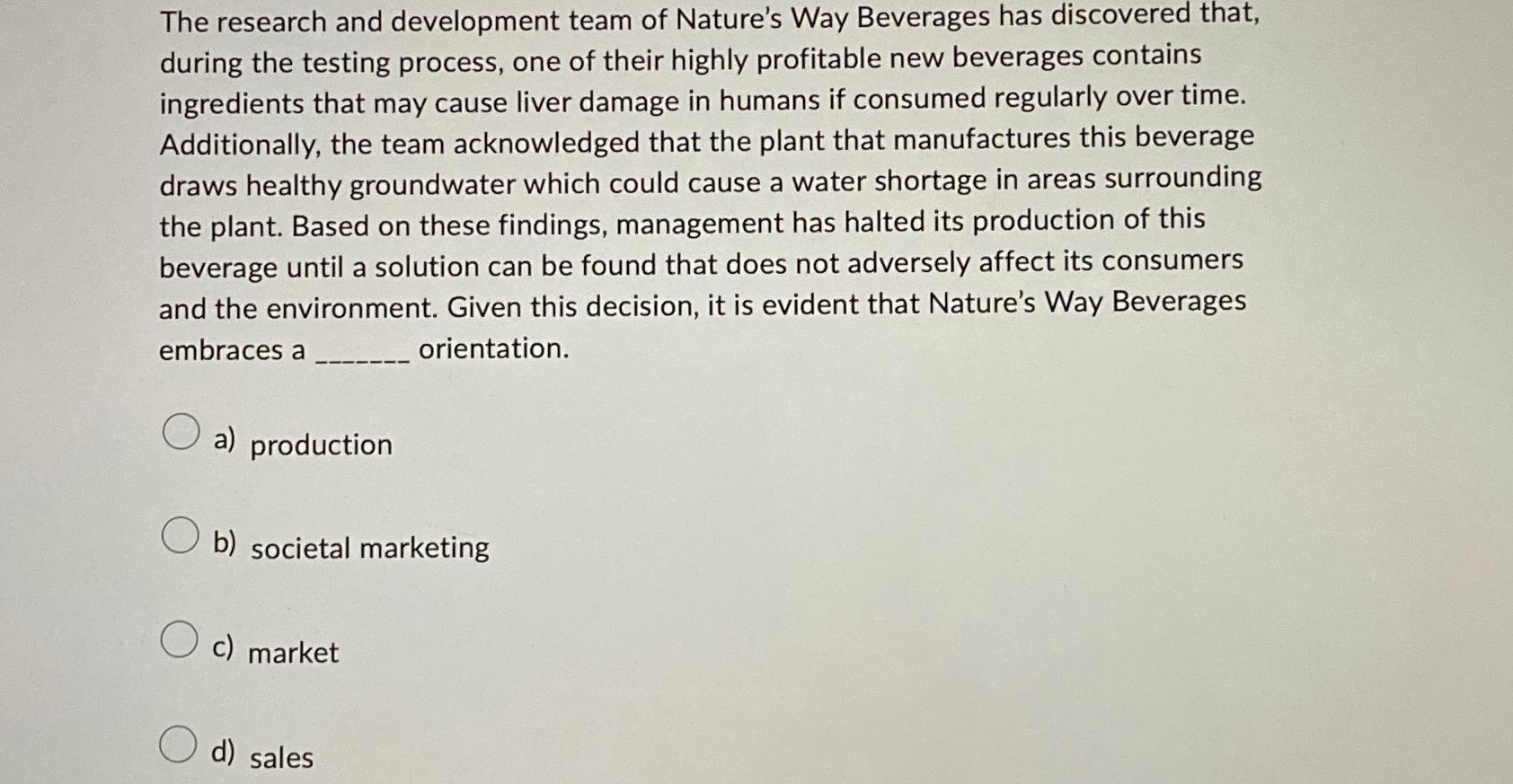 the research and development team of nature's way beverages