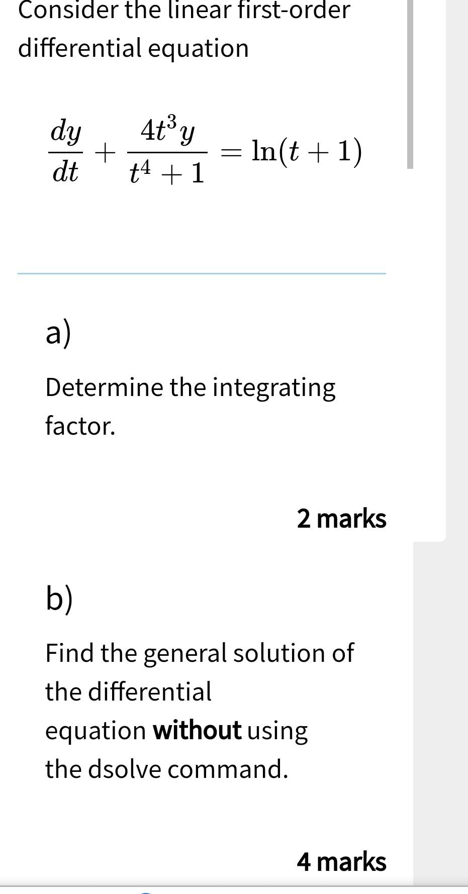 Solved Consider the linear first-order differential equation | Chegg.com