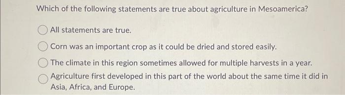 which of the following statements is true regarding trade in agriculture