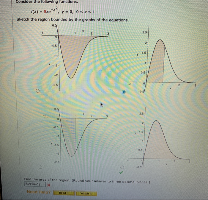 Solved Consider the following functions. -X2 f(x) = 5xe , y | Chegg.com
