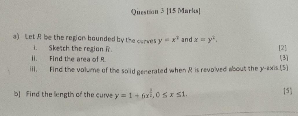 Solved Question 3 (15 Marks] a) Let R be the region bounded | Chegg.com
