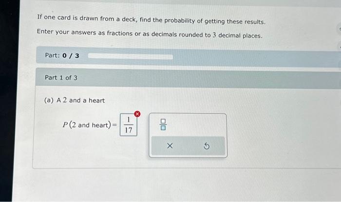 Solved If one card is drawn from a deck, find the | Chegg.com