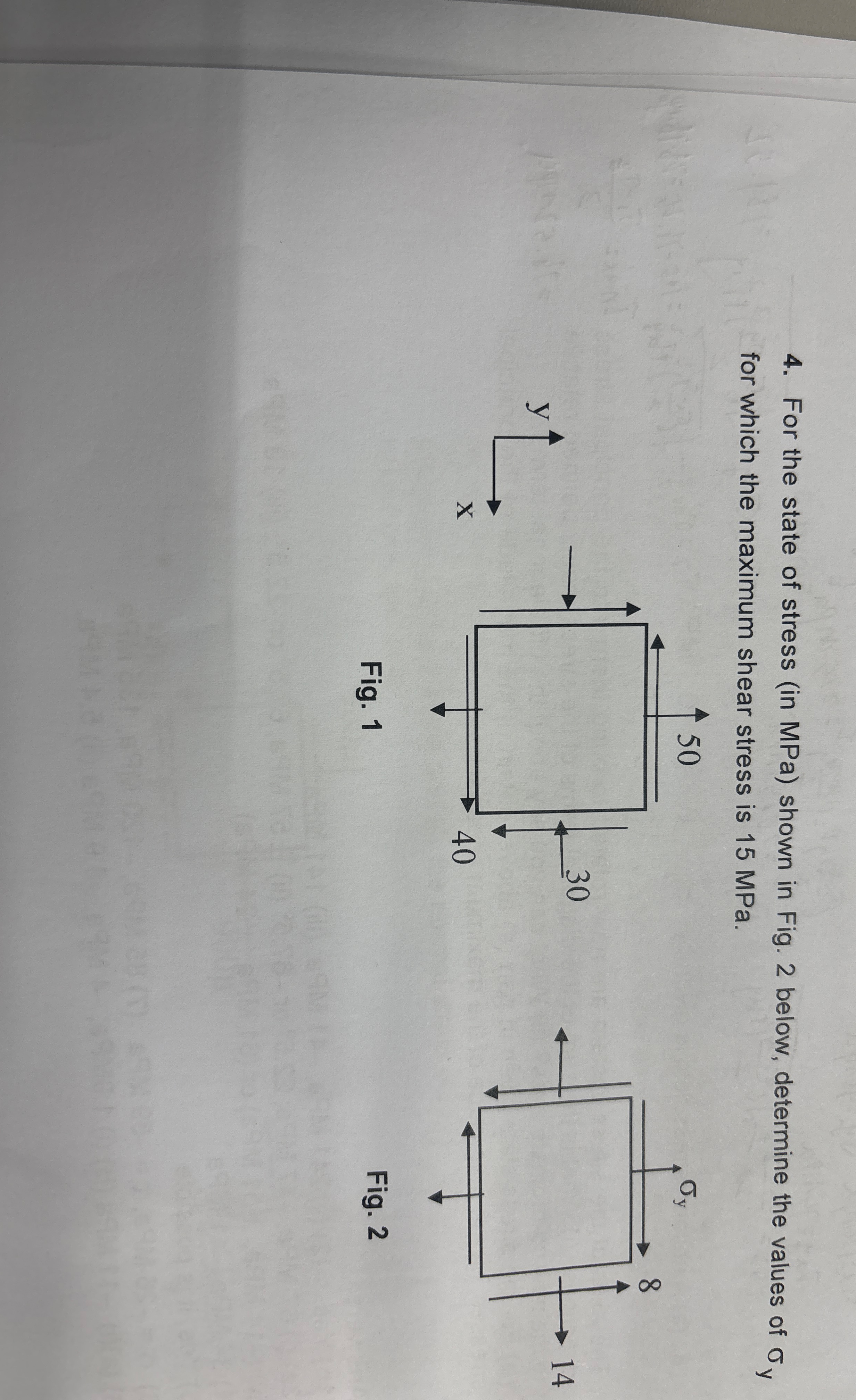 Solved For the state of stress (in MPa) ﻿shown in Fig. 2 | Chegg.com