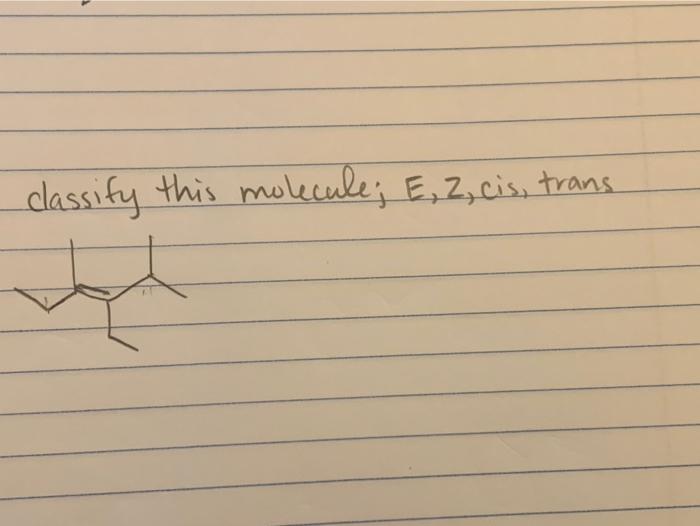 Solved classify this molecule; E, Z, cis, trans th