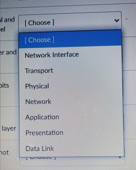 Solved Match the descriptions on the left with its network | Chegg.com