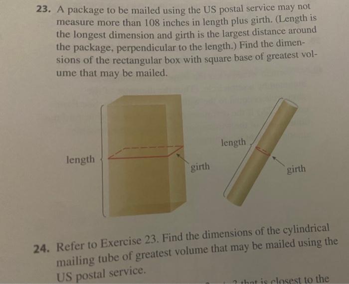 Solved 23. A package to be mailed using the US postal