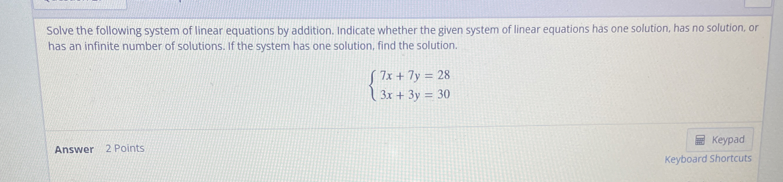 Solved Solve the following system of linear equations by | Chegg.com