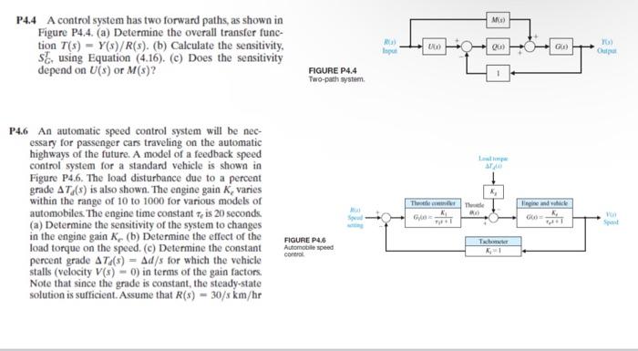 Solved P4.4 A control system has two forward paths as shown