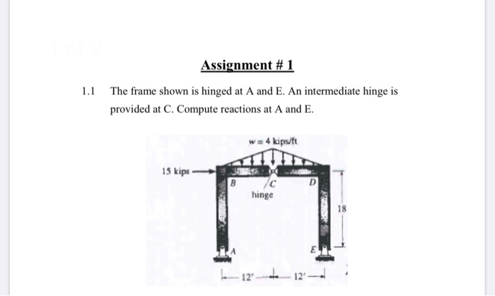 Solved Assignment #1 1.1 The frame shown is hinged at A and | Chegg.com