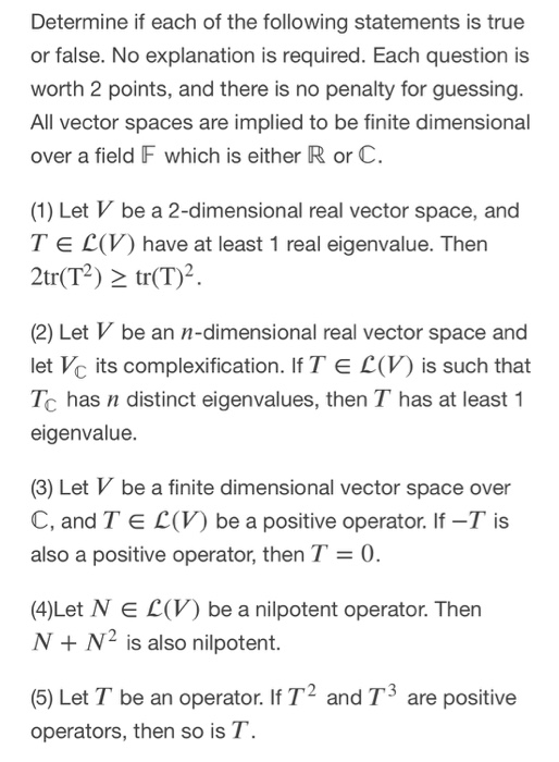 Solved Determine If Each Of The Following Statements Is True | Chegg.com