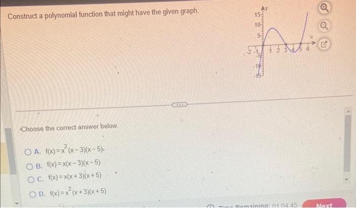 Solved Construct a polynomial function that might have the | Chegg.com