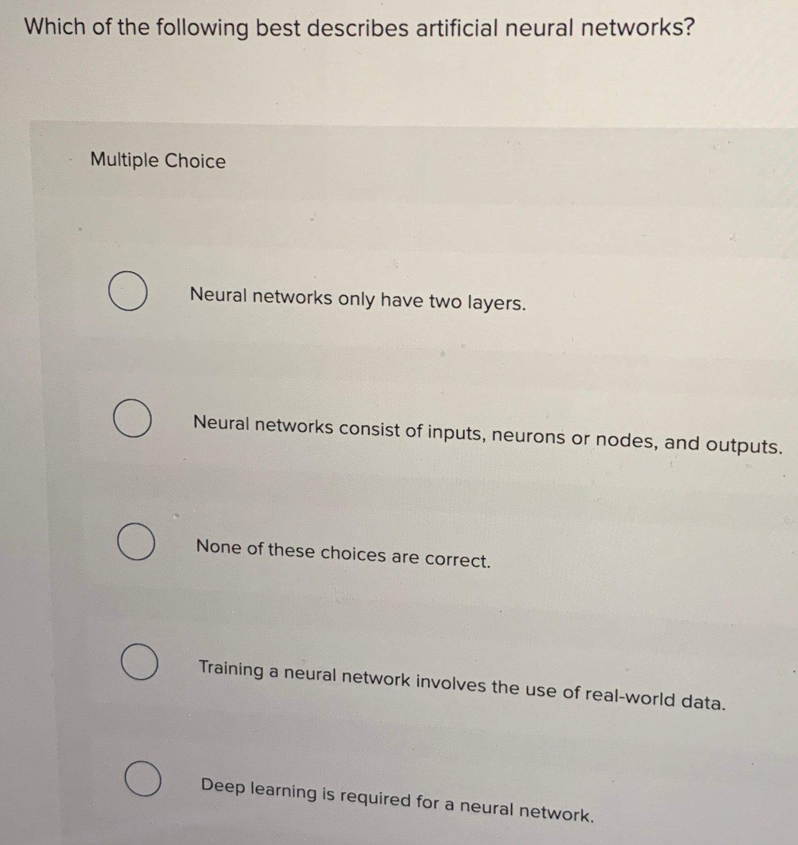 Solved Which of the following best describes artificial