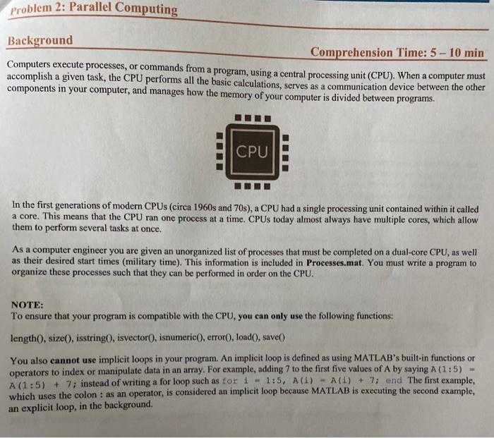 Problem 2: Parallel Computing Background | Chegg.com