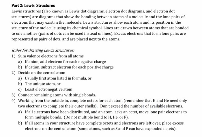 Solved Part 2: Lewis Structures Lewis structures (also known | Chegg.com