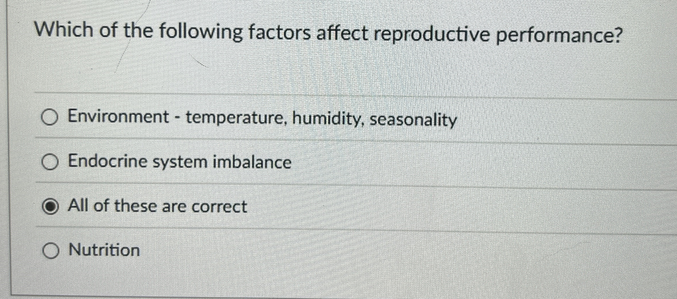 Solved Which of the following factors affect reproductive
