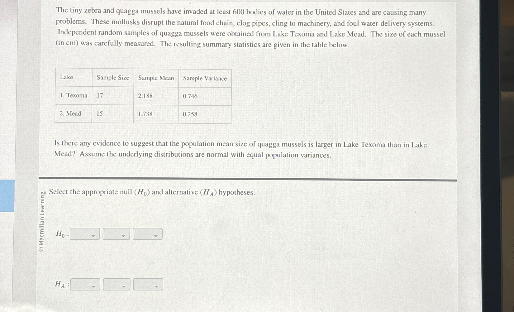 Solved The tiny zebra and quagga mussels have invaded at | Chegg.com