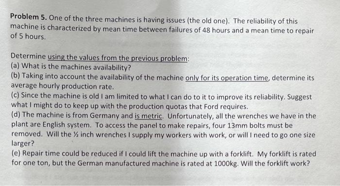 Problem 5. One of the three machines is having issues | Chegg.com