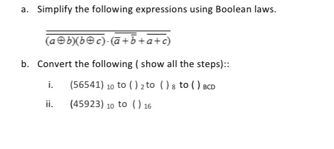 Solved A. Simplify The Following Expressions Using Boolean | Chegg.com