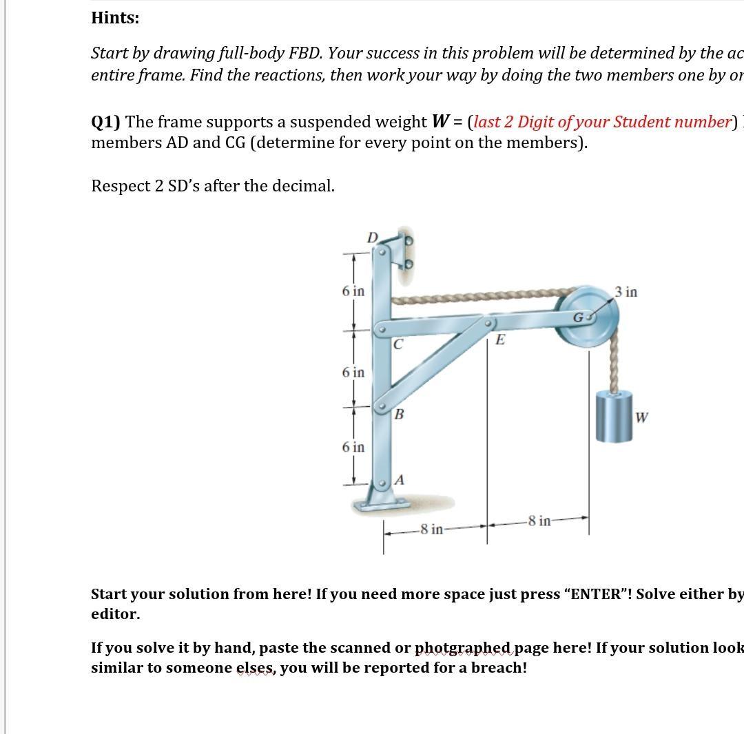 body FBD. Your success in this problem will be | Chegg.com