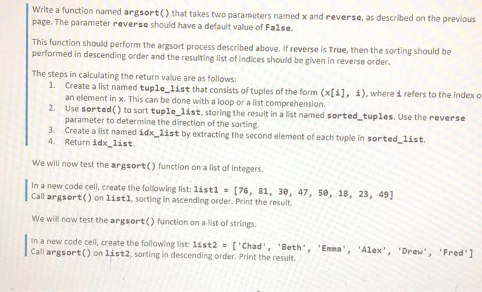 Solved Problem 1: Argument Sort In this problem, you will | Chegg.com