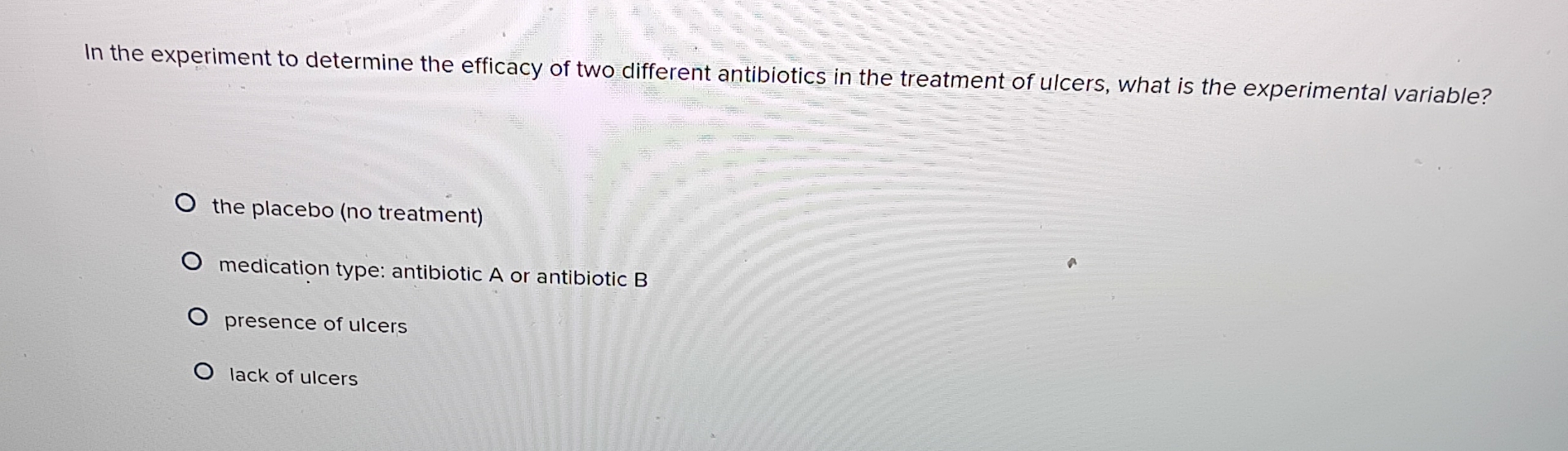 Solved In the experiment to determine the efficacy of two | Chegg.com