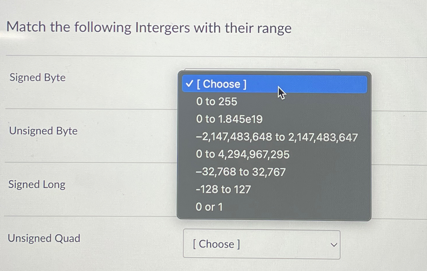 2 byte signed integer range
