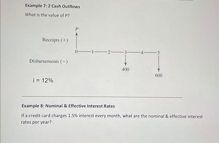 Solved Example 7: 2 Cash Outflows What is the value of P? | Chegg.com
