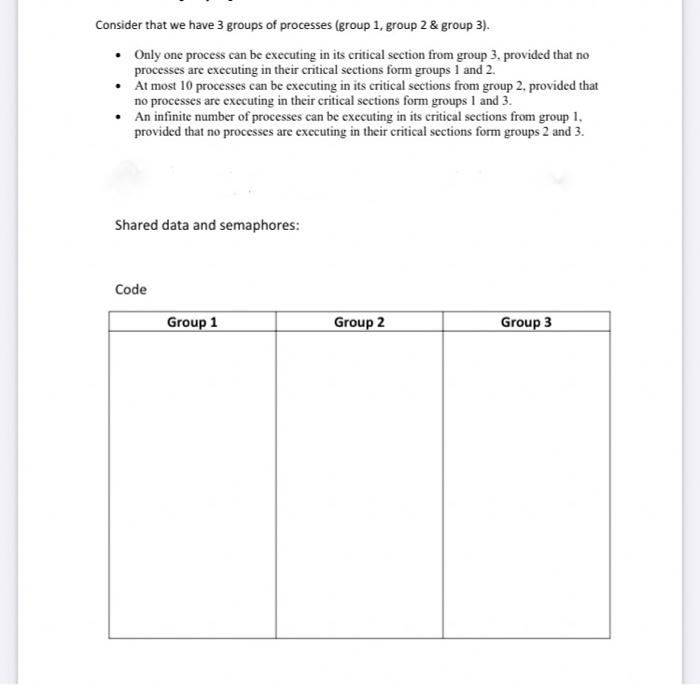 Solved Consider That We Have 3 Groups Of Processes (group 1, | Chegg.com