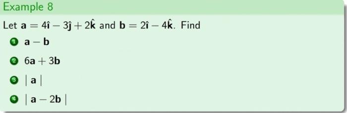 Solved Let A=4i^−3j^+2k^ And B=2i^−4k^. Find A−b 6a+3b | A | | Chegg.com